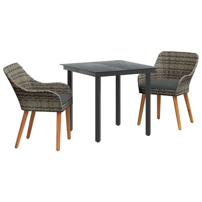 Garten Essgruppe mit Kissen 3 pcs Grau Poly-Rattan