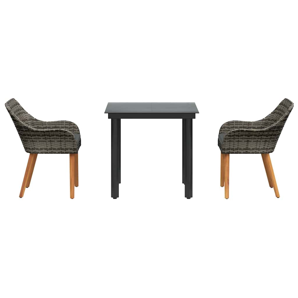 Garten Essgruppe mit Kissen 3 pcs Grau Poly-Rattan