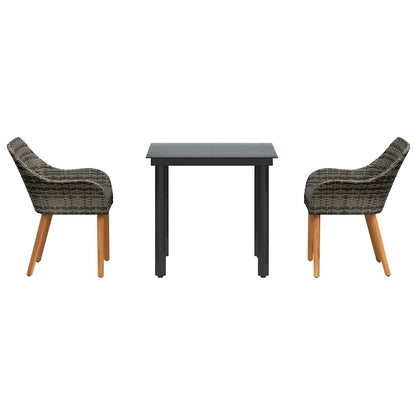 Garten Essgruppe mit Kissen 3 pcs Grau Poly-Rattan