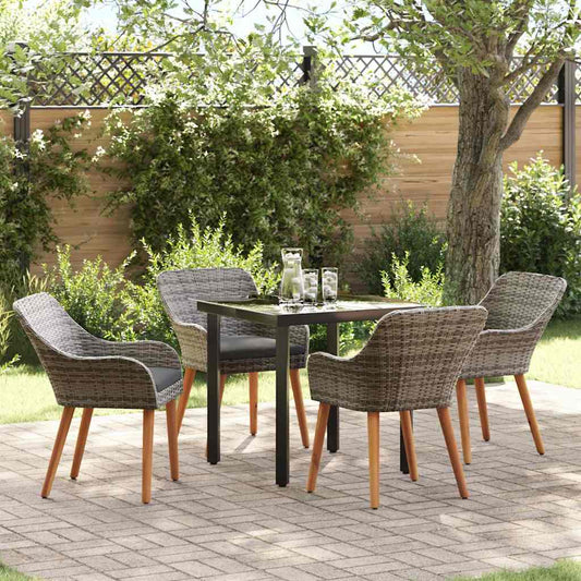 Garten Essgruppe mit Kissen 5 pcs Grau Poly-Rattan
