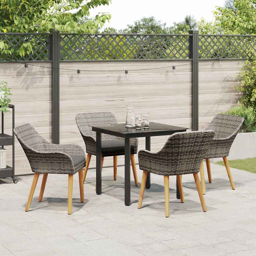 Garten Essgruppe mit Kissen 5 pcs Grau Poly-Rattan