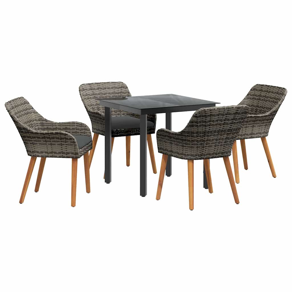 Garten Essgruppe mit Kissen 5 pcs Grau Poly-Rattan