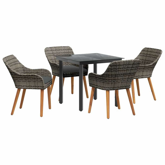 Garten Essgruppe mit Kissen 5 pcs Grau Poly-Rattan
