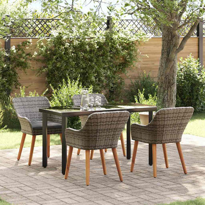 Garten Essgruppe mit Kissen 5 pcs Grau Poly-Rattan