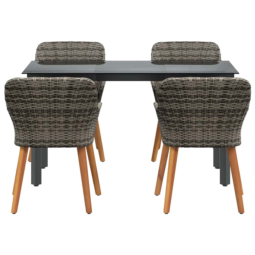 Garten Essgruppe mit Kissen 5 pcs Grau Poly-Rattan