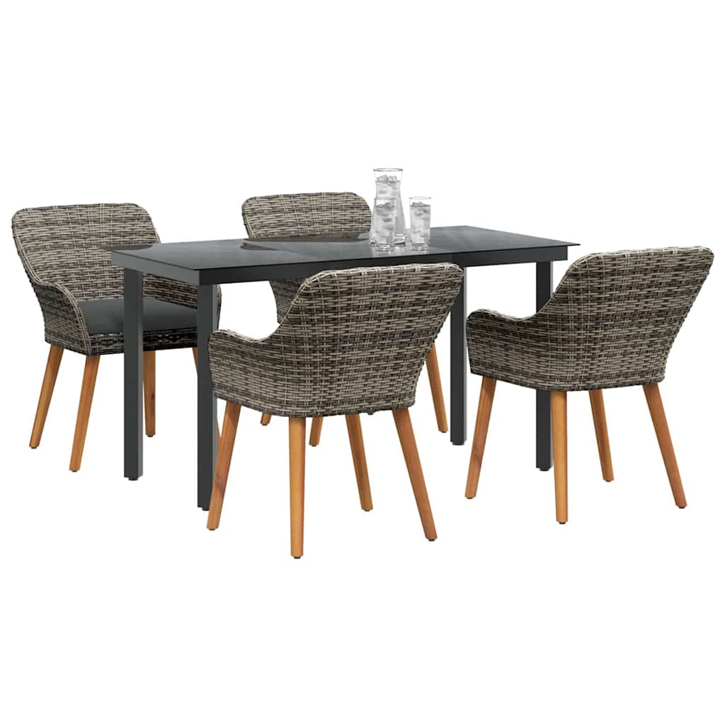 Garten Essgruppe mit Kissen 5 pcs Grau Poly-Rattan