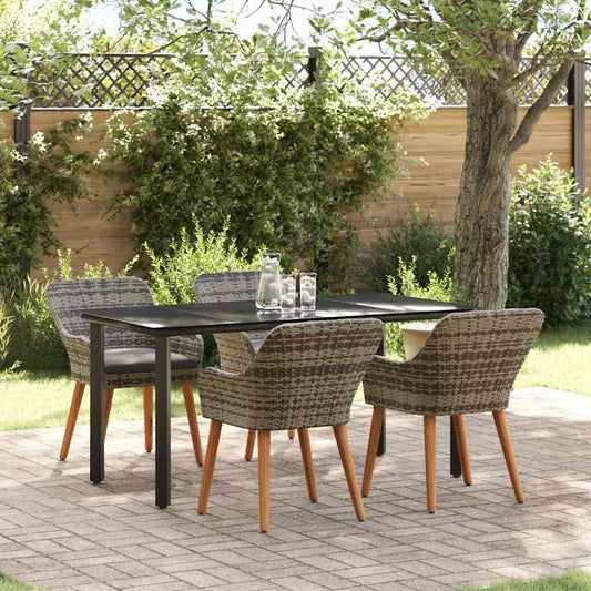 Garten Essgruppe mit Kissen 5 pcs Grau Poly-Rattan