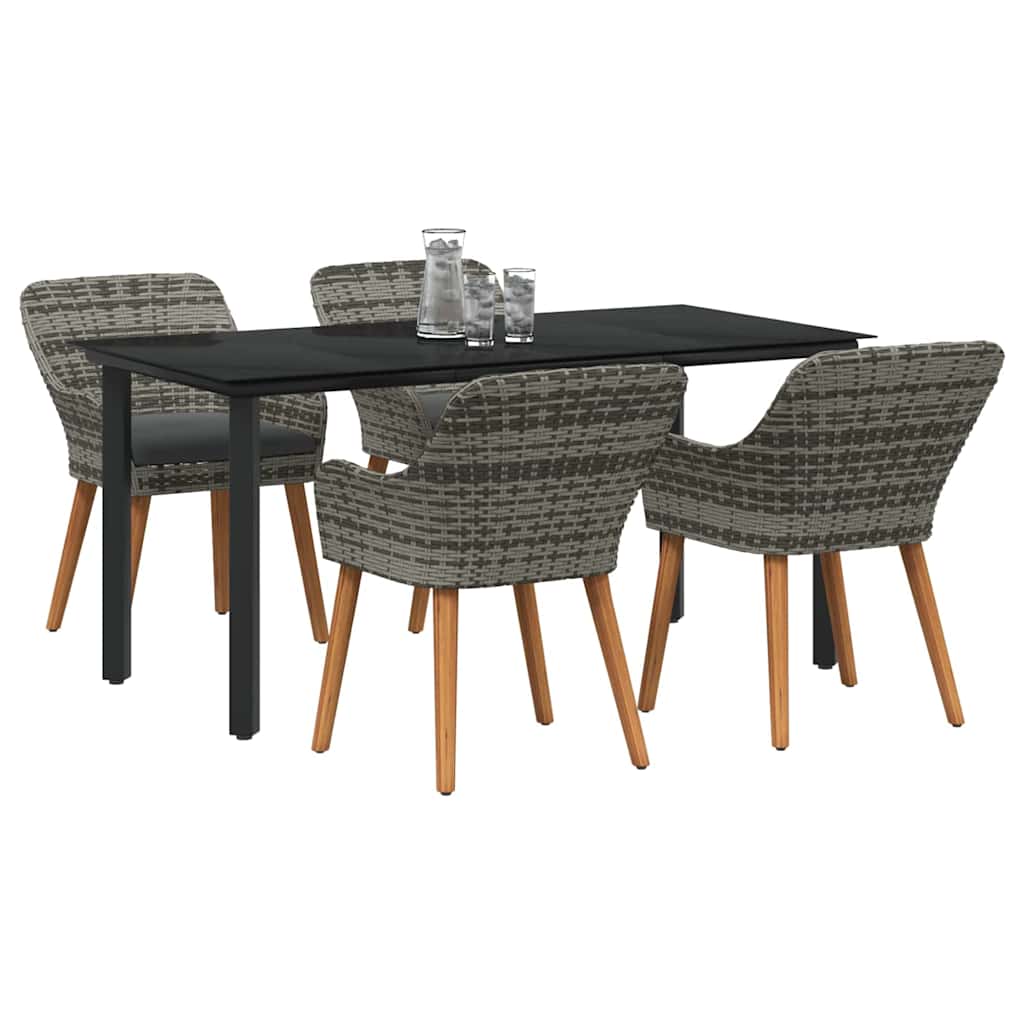 Garten Essgruppe mit Kissen 5 pcs Grau Poly-Rattan