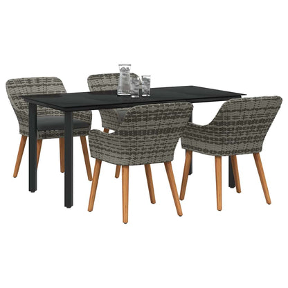 Garten Essgruppe mit Kissen 5 pcs Grau Poly-Rattan