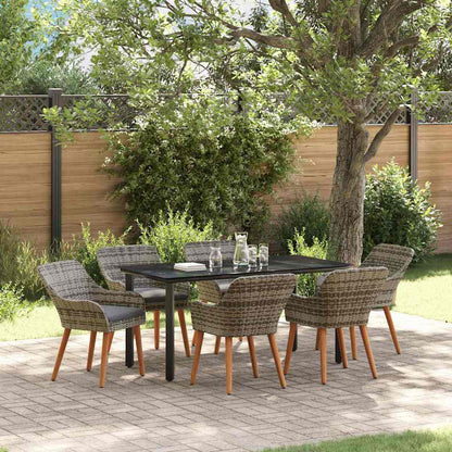 Garten Essgruppe mit Kissen 7 pcs Grau Poly-Rattan