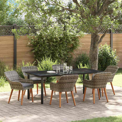 Garten Essgruppe mit Kissen 7 pcs Grau Poly-Rattan