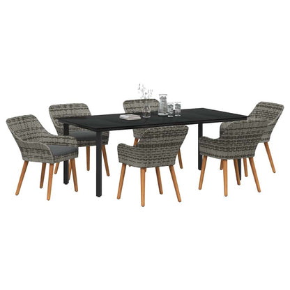 Garten Essgruppe mit Kissen 7 pcs Grau Poly-Rattan