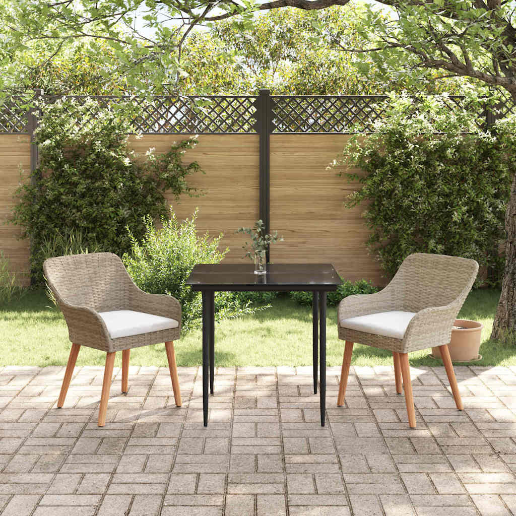 Garten Essgruppe mit Kissen 3 pcs Beige Poly-Rattan