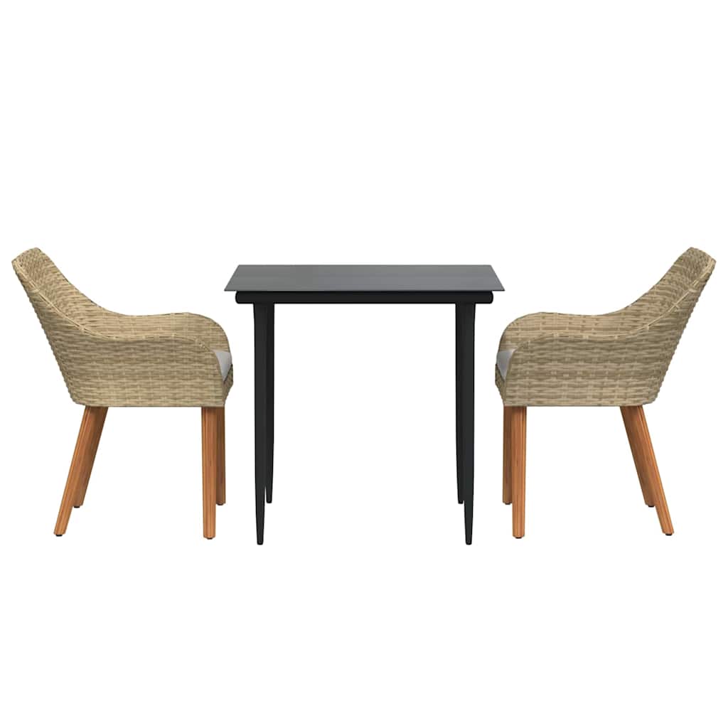 Garten Essgruppe mit Kissen 3 pcs Beige Poly-Rattan