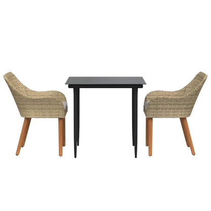 Garten Essgruppe mit Kissen 3 pcs Beige Poly-Rattan