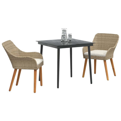 Garten Essgruppe mit Kissen 3 pcs Beige Poly-Rattan