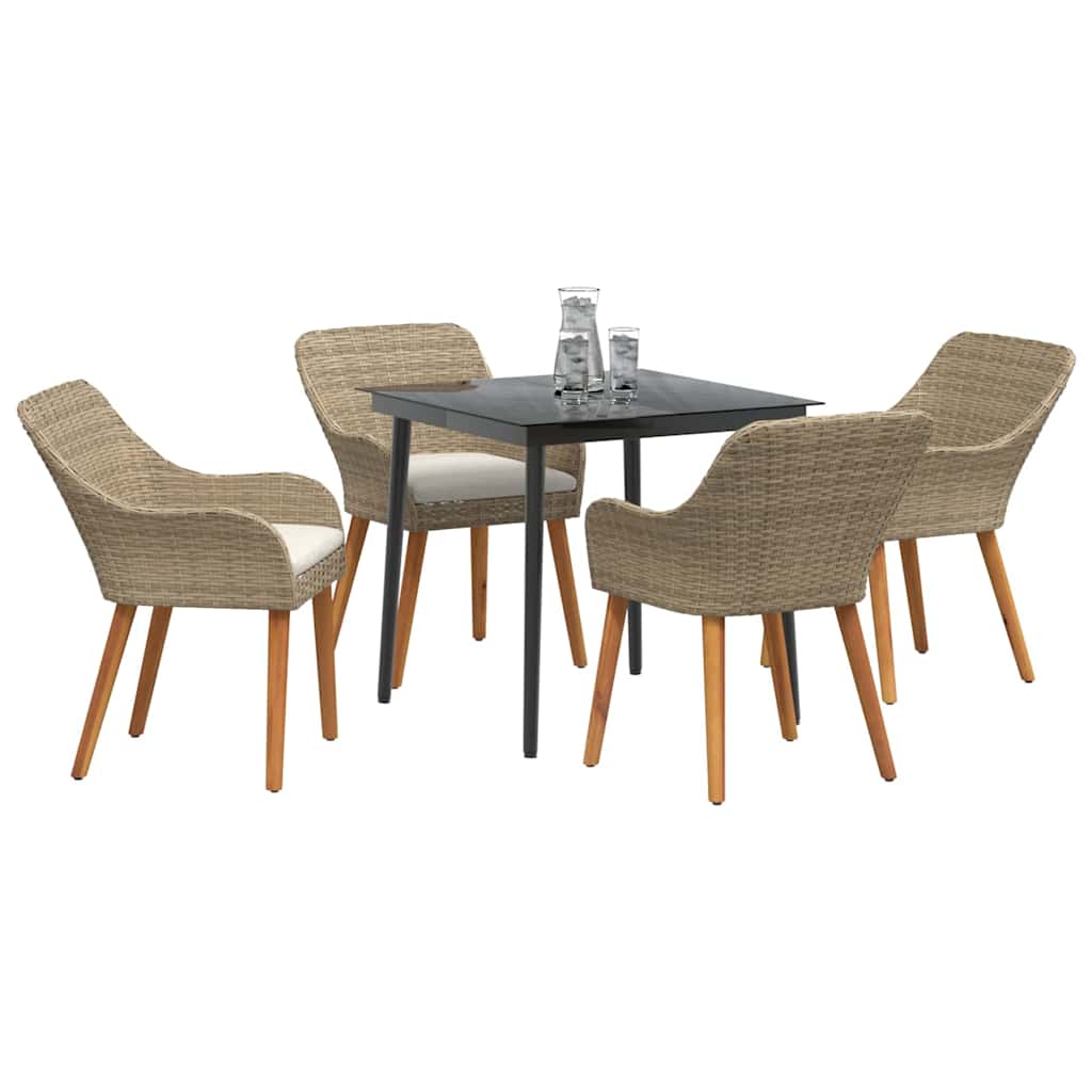 Garten Essgruppe mit Kissen 5 pcs Beige Poly-Rattan