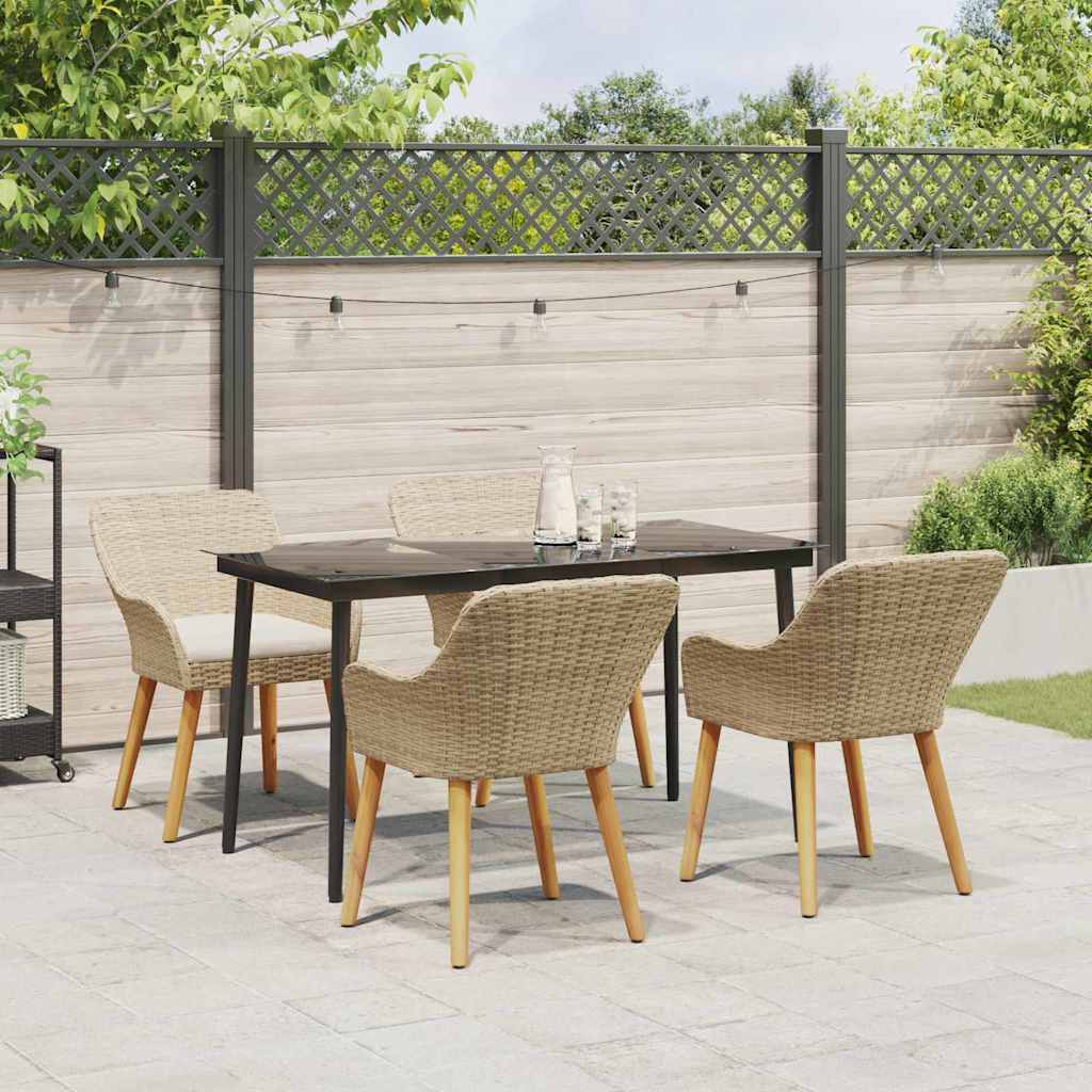 Garten Essgruppe mit Kissen 5 pcs Beige Poly-Rattan