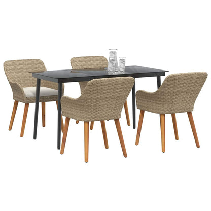 Garten Essgruppe mit Kissen 5 pcs Beige Poly-Rattan