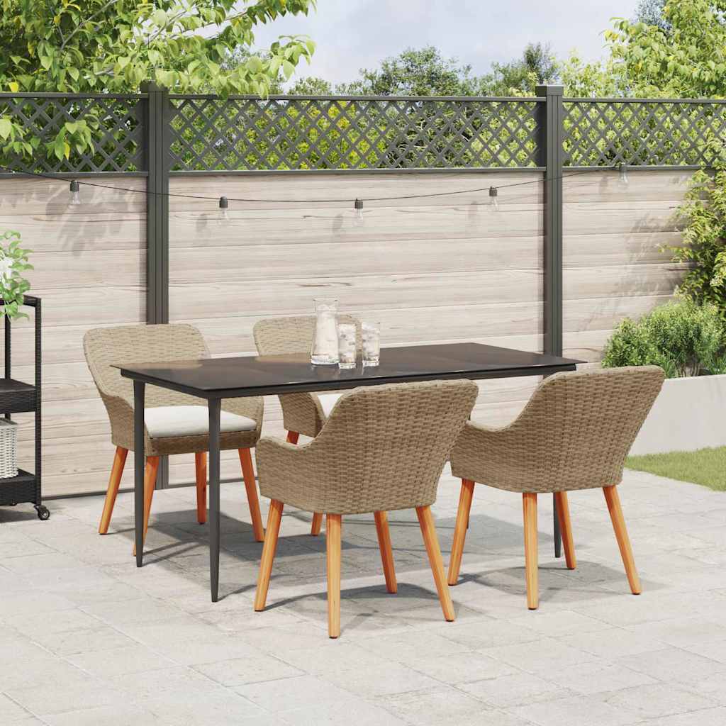 Garten Essgruppe mit Kissen 5 pcs Beige Poly-Rattan