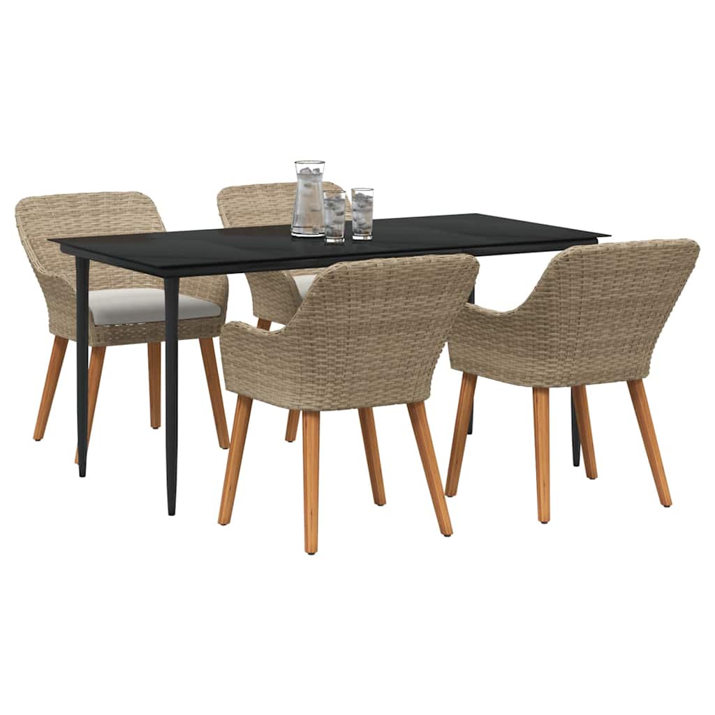 Garten Essgruppe mit Kissen 5 pcs Beige Poly-Rattan