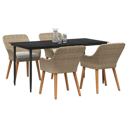 Garten Essgruppe mit Kissen 5 pcs Beige Poly-Rattan