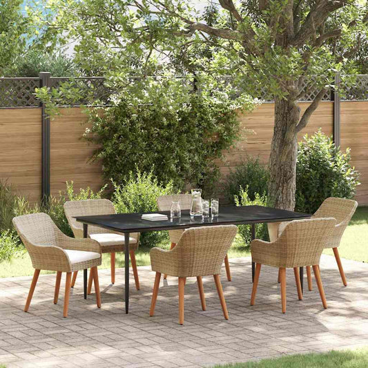 Garten Essgruppe mit Kissen 7 pcs Beige Poly-Rattan