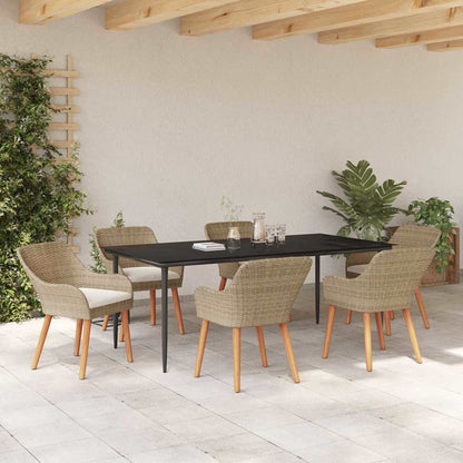 Garten Essgruppe mit Kissen 7 pcs Beige Poly-Rattan