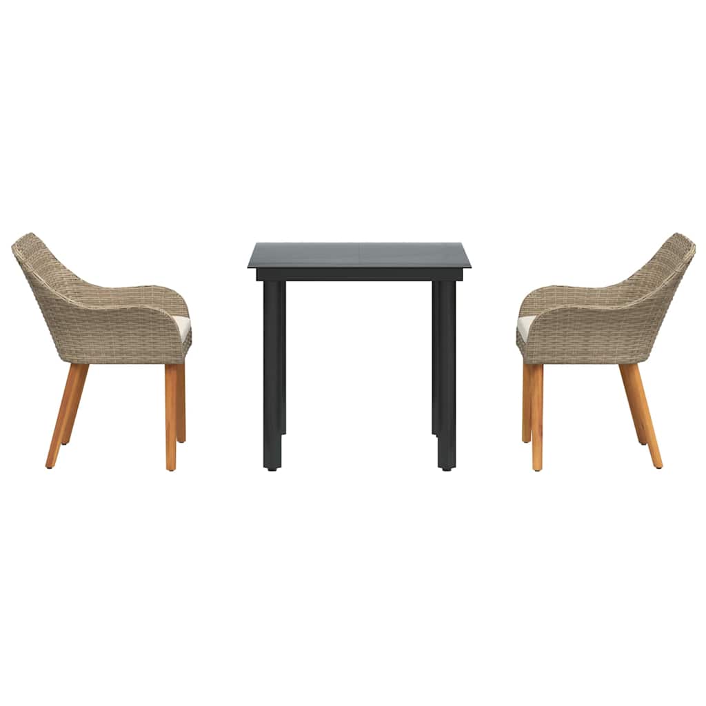 Garten Essgruppe mit Kissen 3 pcs Beige Poly-Rattan