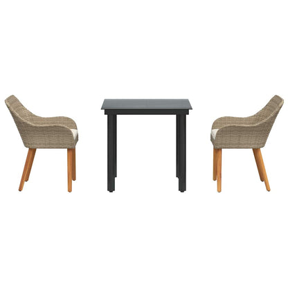 Garten Essgruppe mit Kissen 3 pcs Beige Poly-Rattan