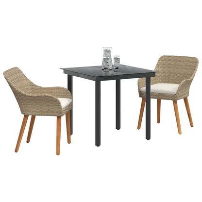 Garten Essgruppe mit Kissen 3 pcs Beige Poly-Rattan