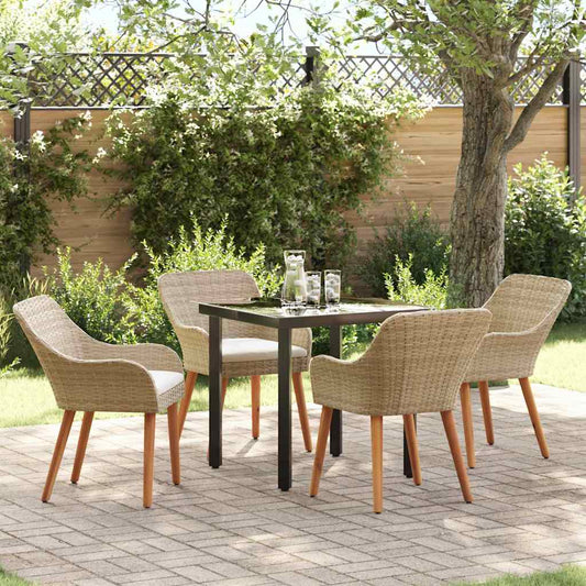 Garten Essgruppe mit Kissen 5 pcs Beige Poly-Rattan