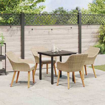 Garten Essgruppe mit Kissen 5 pcs Beige Poly-Rattan
