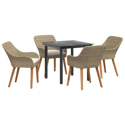 Garten Essgruppe mit Kissen 5 pcs Beige Poly-Rattan