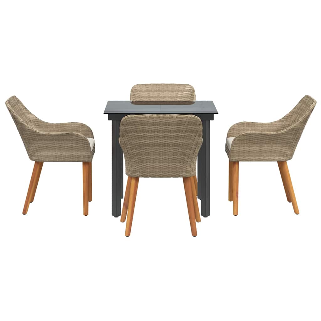 Garten Essgruppe mit Kissen 5 pcs Beige Poly-Rattan