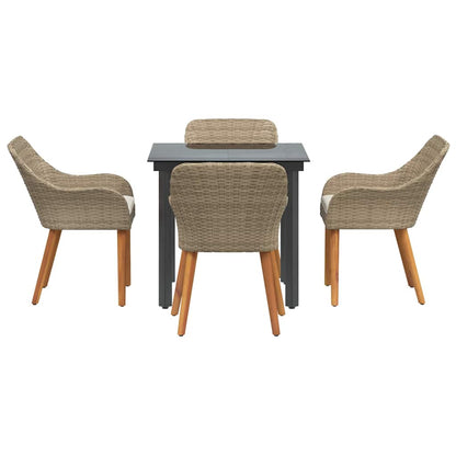 Garten Essgruppe mit Kissen 5 pcs Beige Poly-Rattan