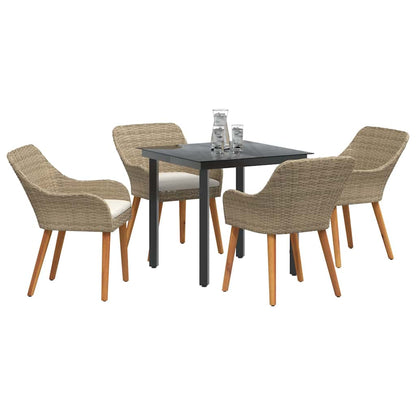 Garten Essgruppe mit Kissen 5 pcs Beige Poly-Rattan