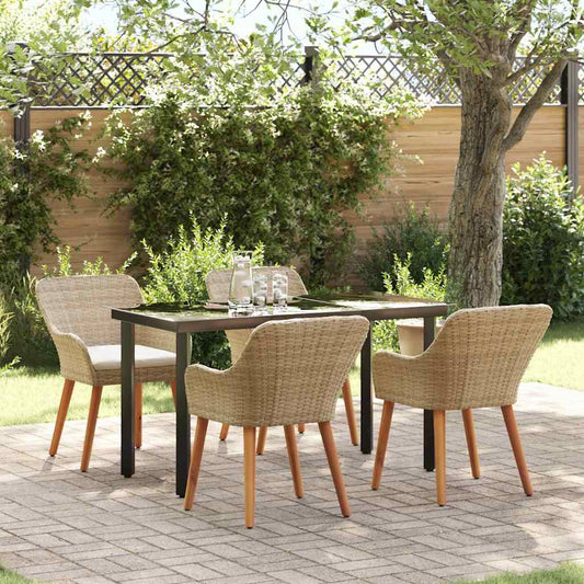 Garten Essgruppe mit Kissen 5 pcs Beige Poly-Rattan