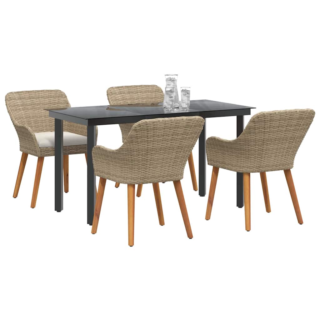 Garten Essgruppe mit Kissen 5 pcs Beige Poly-Rattan