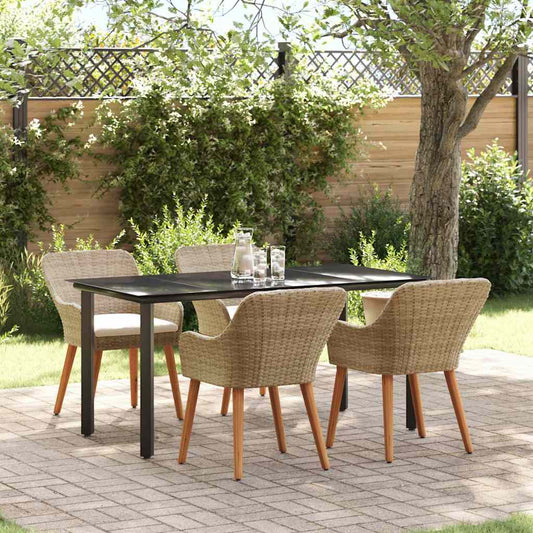 Garten Essgruppe mit Kissen 5 pcs Beige Poly-Rattan