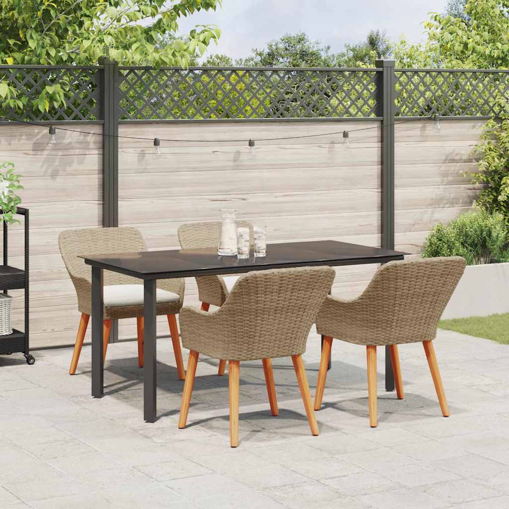 Garten Essgruppe mit Kissen 5 pcs Beige Poly-Rattan