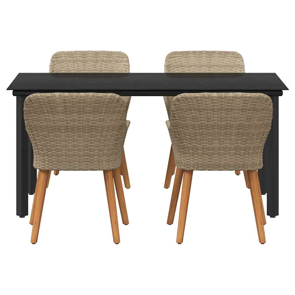 Garten Essgruppe mit Kissen 5 pcs Beige Poly-Rattan