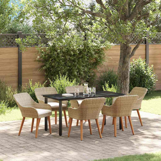 Garten Essgruppe mit Kissen 7 pcs Beige Poly-Rattan