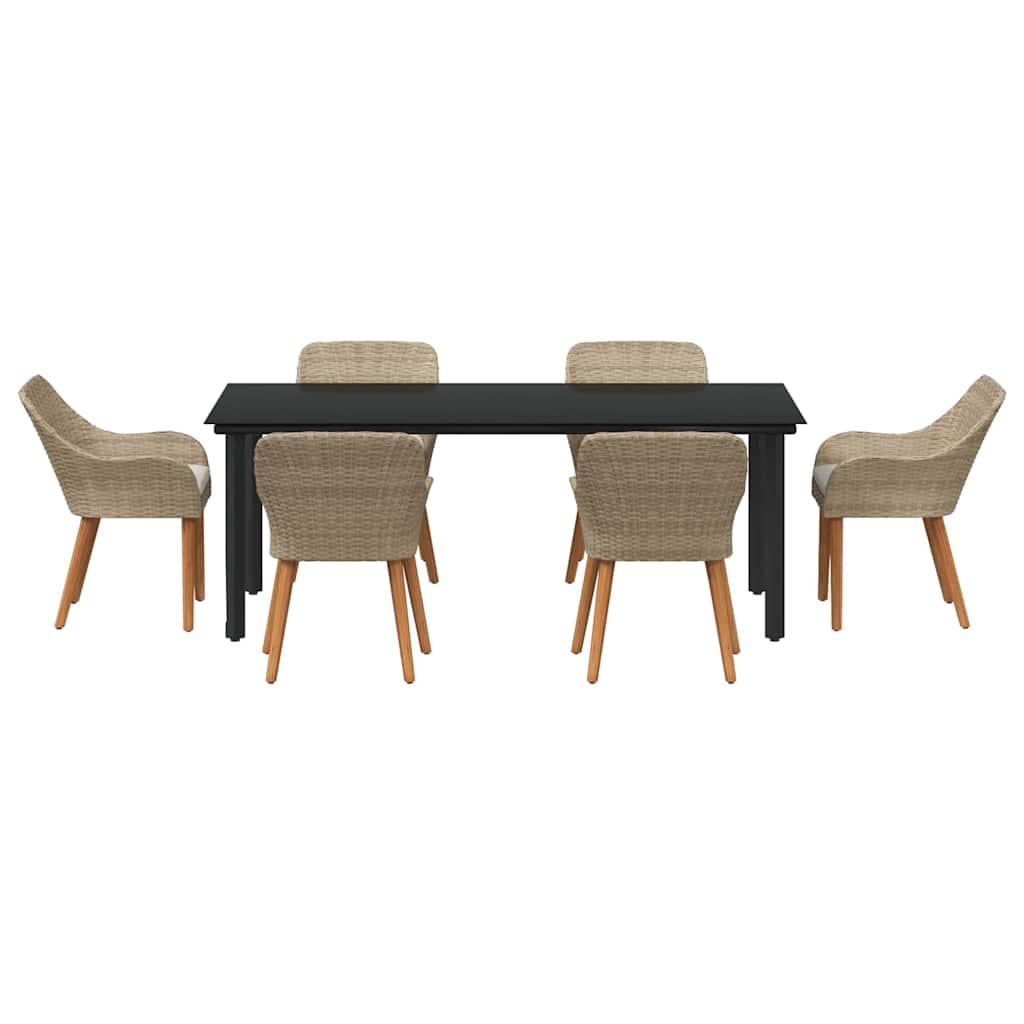 Garten Essgruppe mit Kissen 7 pcs Beige Poly-Rattan