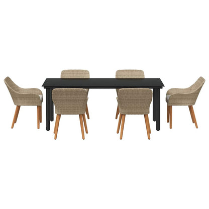 Garten Essgruppe mit Kissen 7 pcs Beige Poly-Rattan