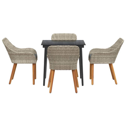 Essgruppe Hellgrau Poly Rattan