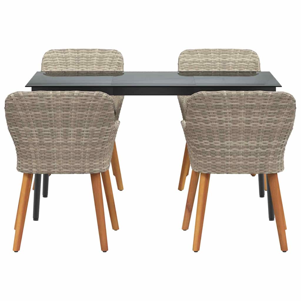 Essgruppe Hellgrau Poly Rattan