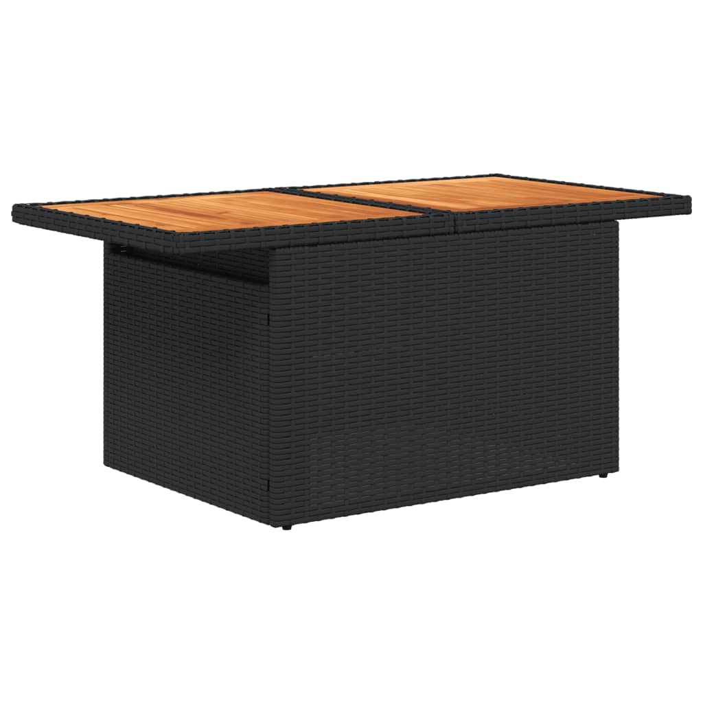 2-tlg. Garten-Sofagarnitur mit Kissen Schwarz Poly Rattan