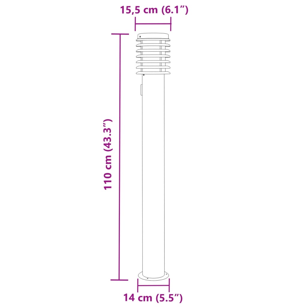 Wegeleuchte mit Steckdose Silbern 110 cm Edelstahl