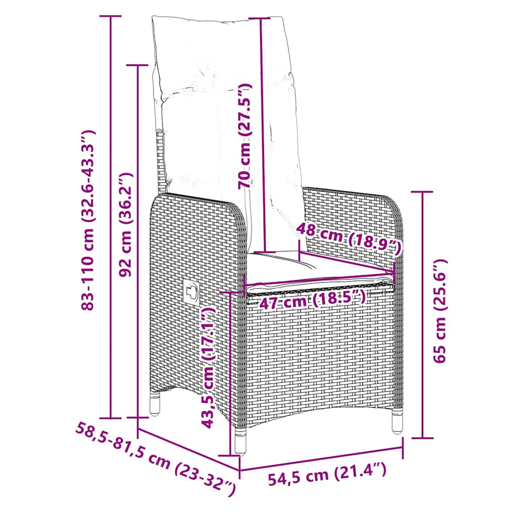 9-tlg. Garten-Bistro-Set mit Kissen Schwarz Poly Rattan